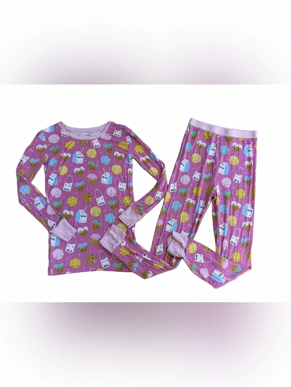 Little Sleepies Size 9/10 Pink Cookies & Milk Two Piece Bamboo Pajamas
